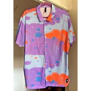 Fabletics Stash The Rec Button-Up 2.0 Men’s Multi-Color Collared Jersey Shirt